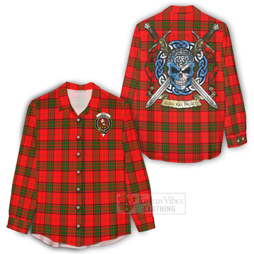 Adair Tartan Women's Casual Shirt with Family Crest Celtic Skull Style