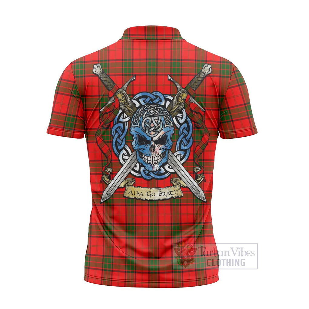 Tartan Vibes Clothing Adair Tartan Zipper Polo Shirt with Family Crest Celtic Skull Style