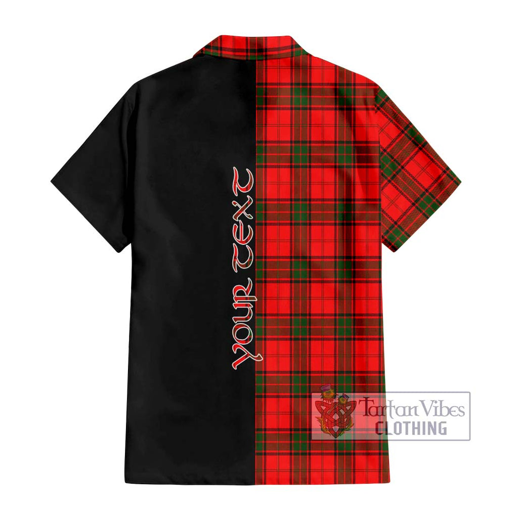 Adair Tartan Short Sleeve Button Shirt with Family Crest and Half Of Me Style - Tartanvibesclothing Shop