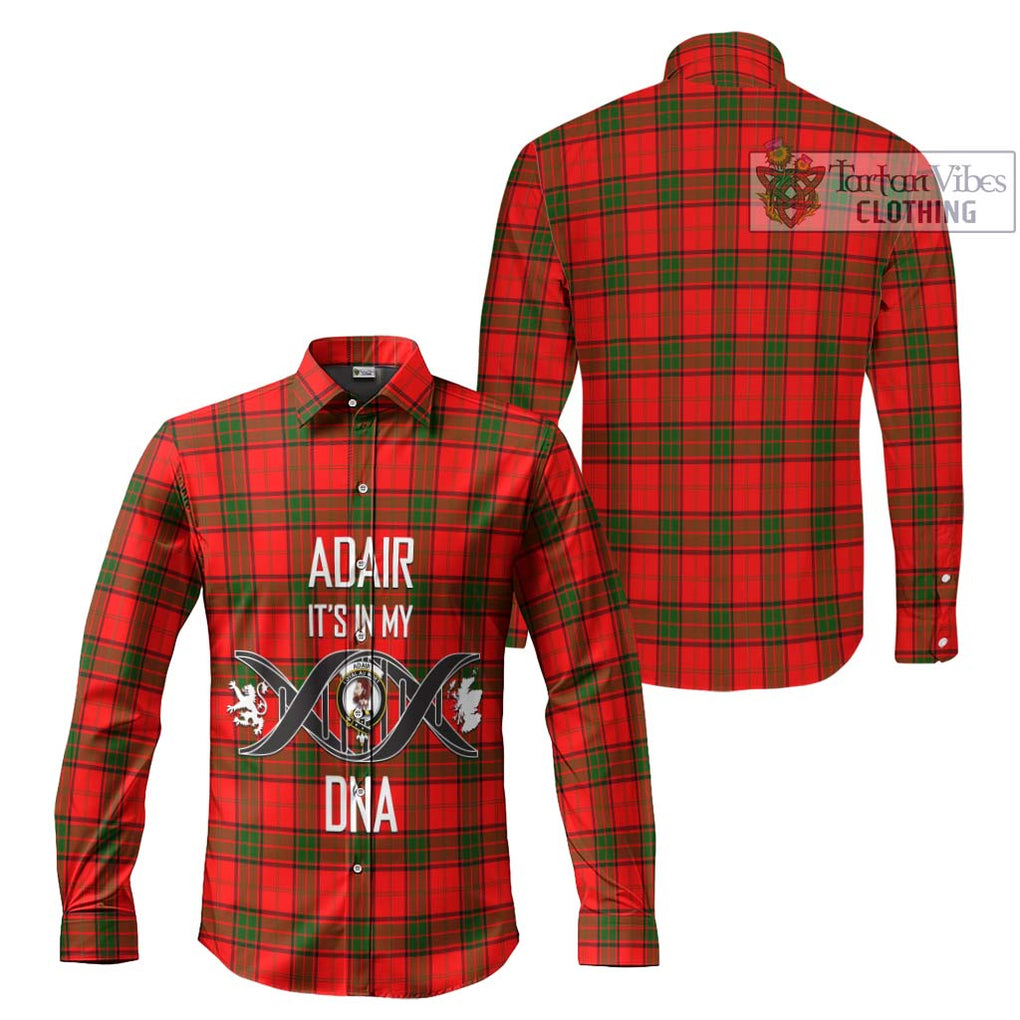 Adair Tartan Long Sleeve Button Shirt with Family Crest DNA In Me Style Men's Shirt - Tartanvibesclothing Shop