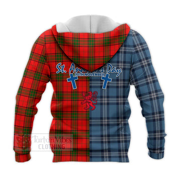 Adair Tartan Knitted Hoodie Happy St. Andrew's Day Half Tartan Style