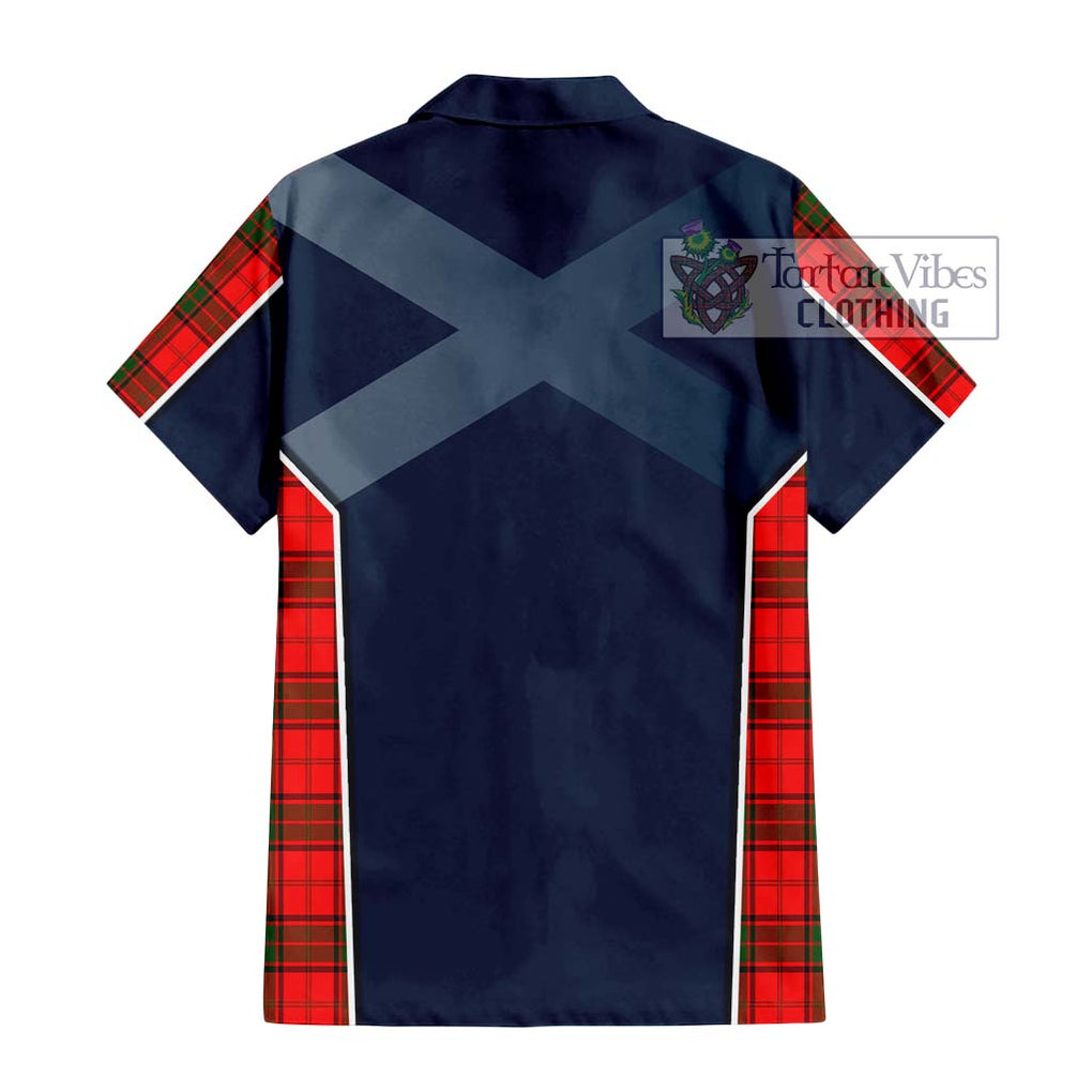 Adair Tartan Short Sleeve Button Shirt with Family Crest and Lion Rampant Vibes Sport Style - Tartan Vibes Clothing