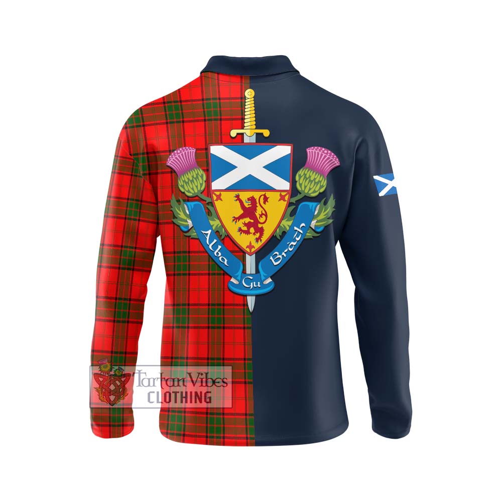 Tartan Vibes Clothing Adair Tartan Long Sleeve Polo Shirt with Scottish Lion Royal Arm Half Style