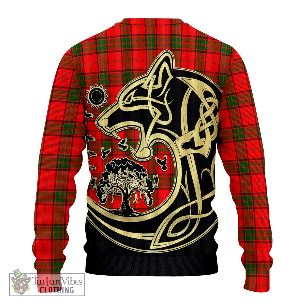 Adair Tartan Knitted Sweater with Family Crest Celtic Wolf Style - Tartan Vibes Clothing