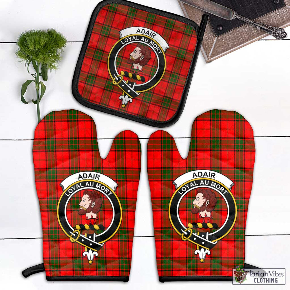 Adair Tartan Combo Oven Mitt & Pot-Holder with Family Crest Black - Tartan Vibes Clothing