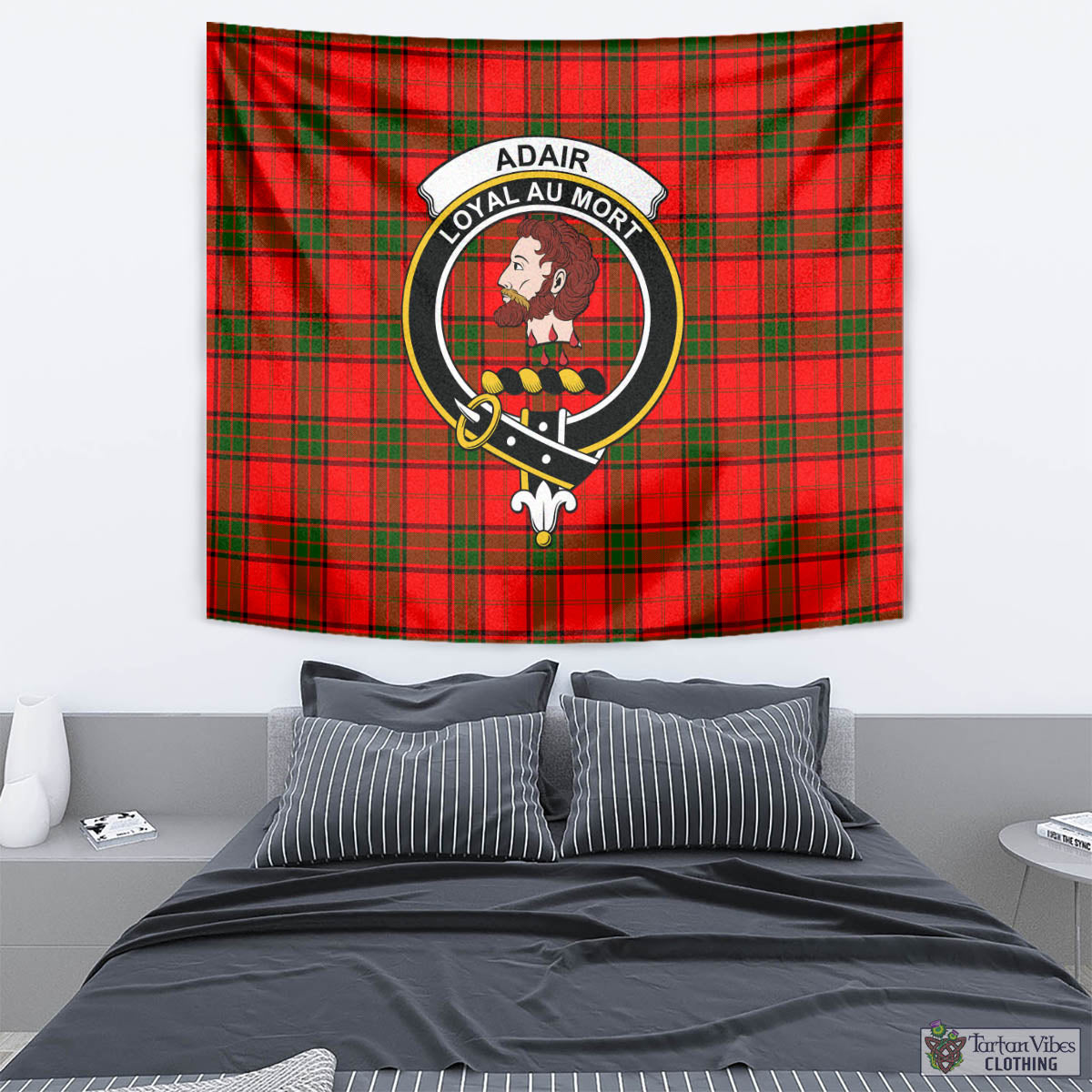 Tartan Vibes Clothing Adair Tartan Tapestry Wall Hanging and Home Decor for Room with Family Crest