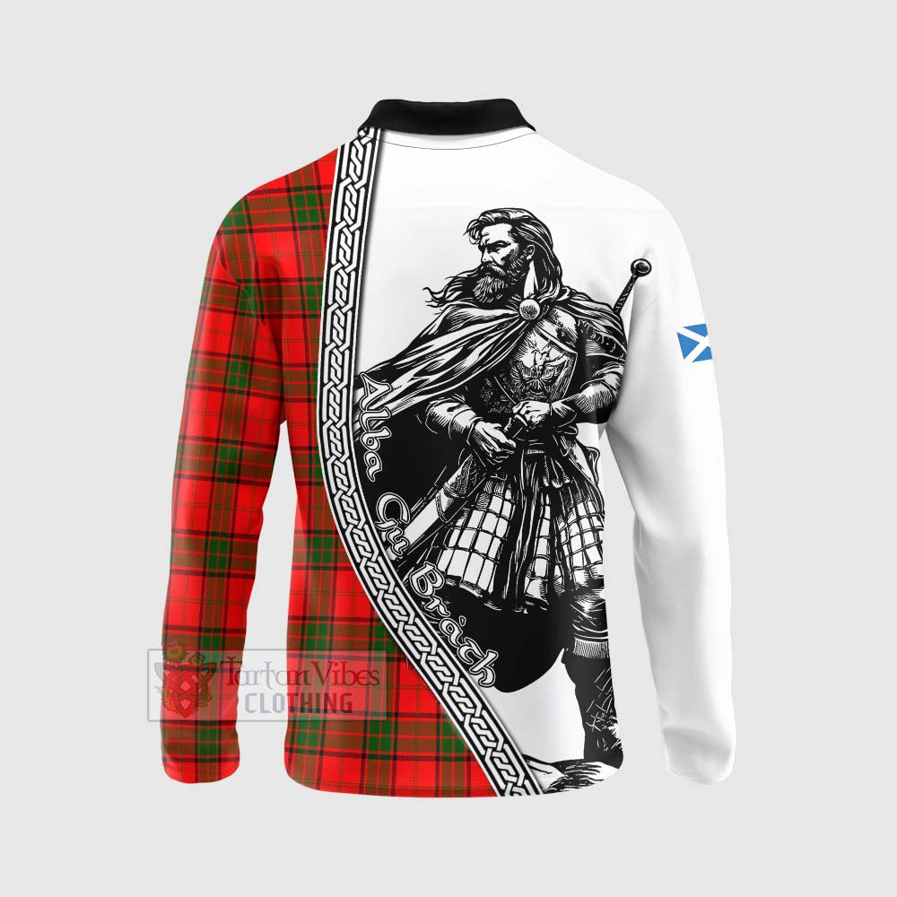 Tartan Vibes Clothing Adair Tartan Clan Crest Long Sleeve Polo Shirt with Highlander Warrior Celtic Style