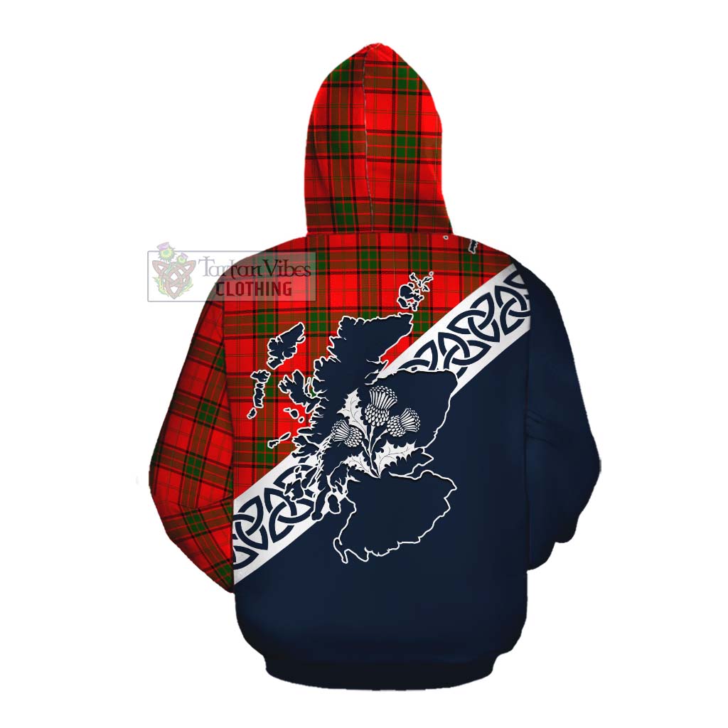 Tartan Vibes Clothing Adair Tartan Cotton Hoodie Featuring Thistle and Scotland Map