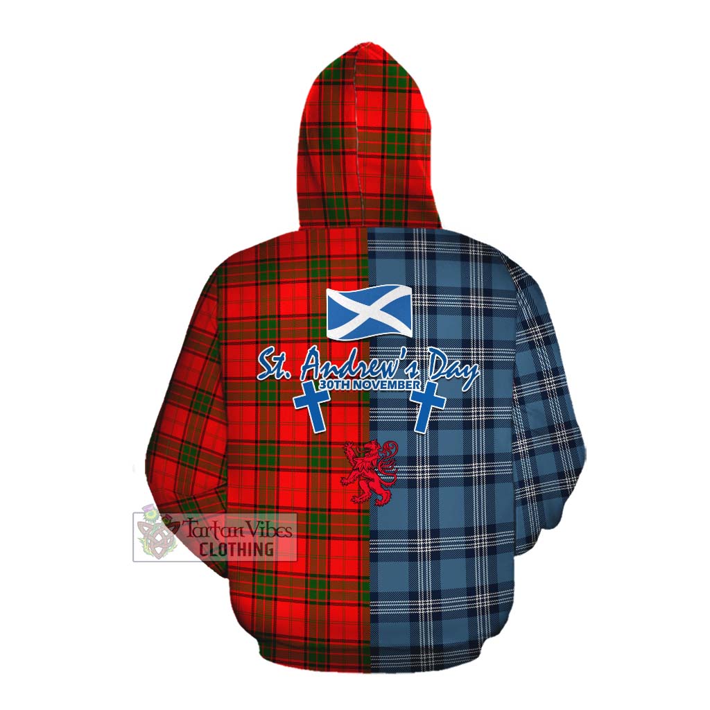 Tartan Vibes Clothing Adair Tartan Cotton Hoodie Happy St. Andrew's Day Half Tartan Style