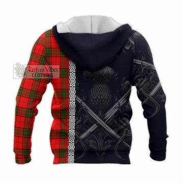 Adair Tartan Knitted Hoodie with Family Crest Cross Sword Thistle Celtic Vibes