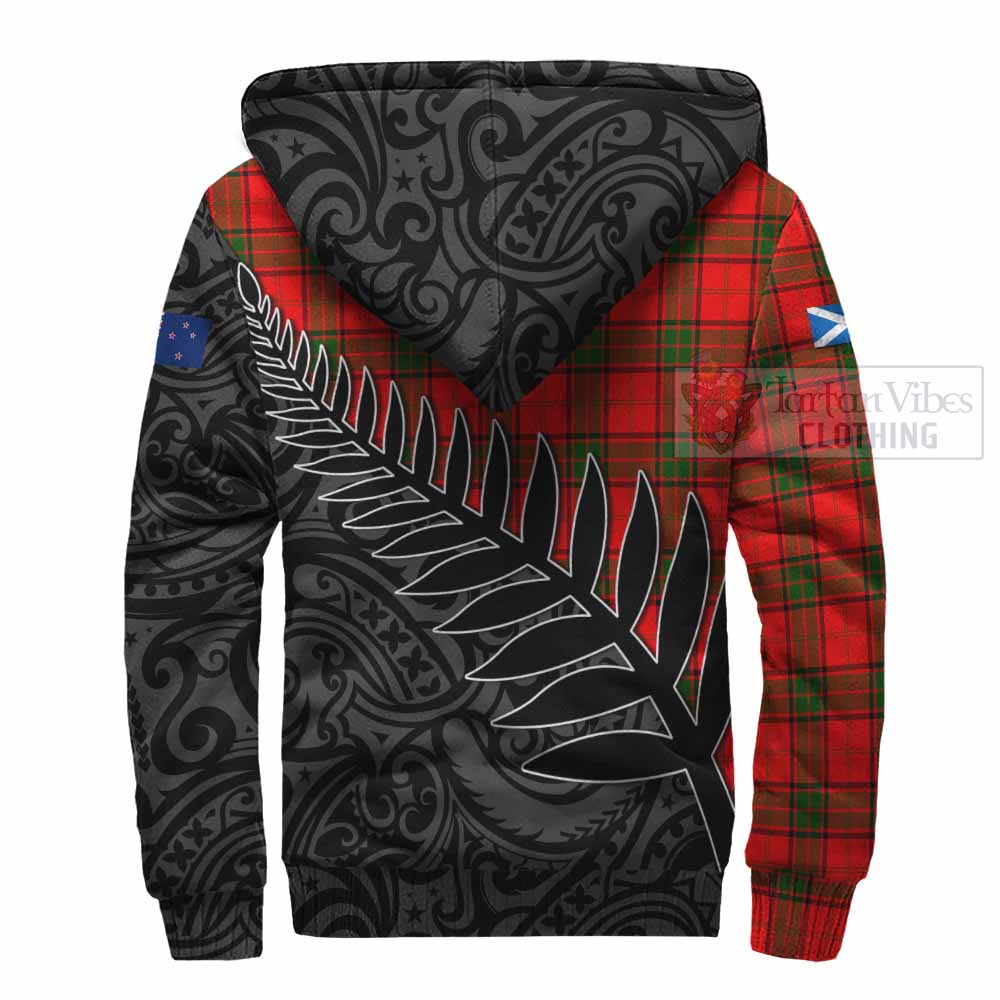 Tartan Vibes Clothing Adair Crest Tartan Sherpa Hoodie with New Zealand Silver Fern Half Style