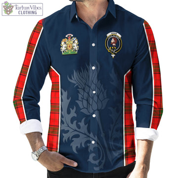 Adair Tartan Long Sleeve Button Up Shirt with Family Crest and Scottish Thistle Vibes Sport Style