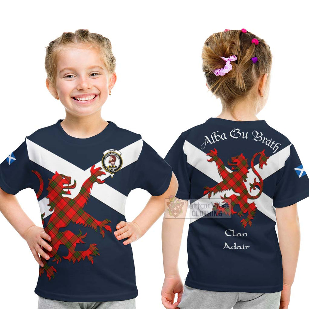 Tartan Vibes Clothing Adair Tartan Lion Rampant Kid T-Shirt – Proudly Display Your Heritage with Alba Gu Brath and Clan Name