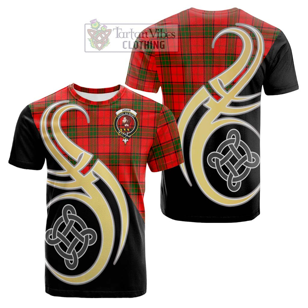 Tartan Vibes Clothing Adair Tartan Cotton T-shirt with Family Crest and Celtic Symbol Style