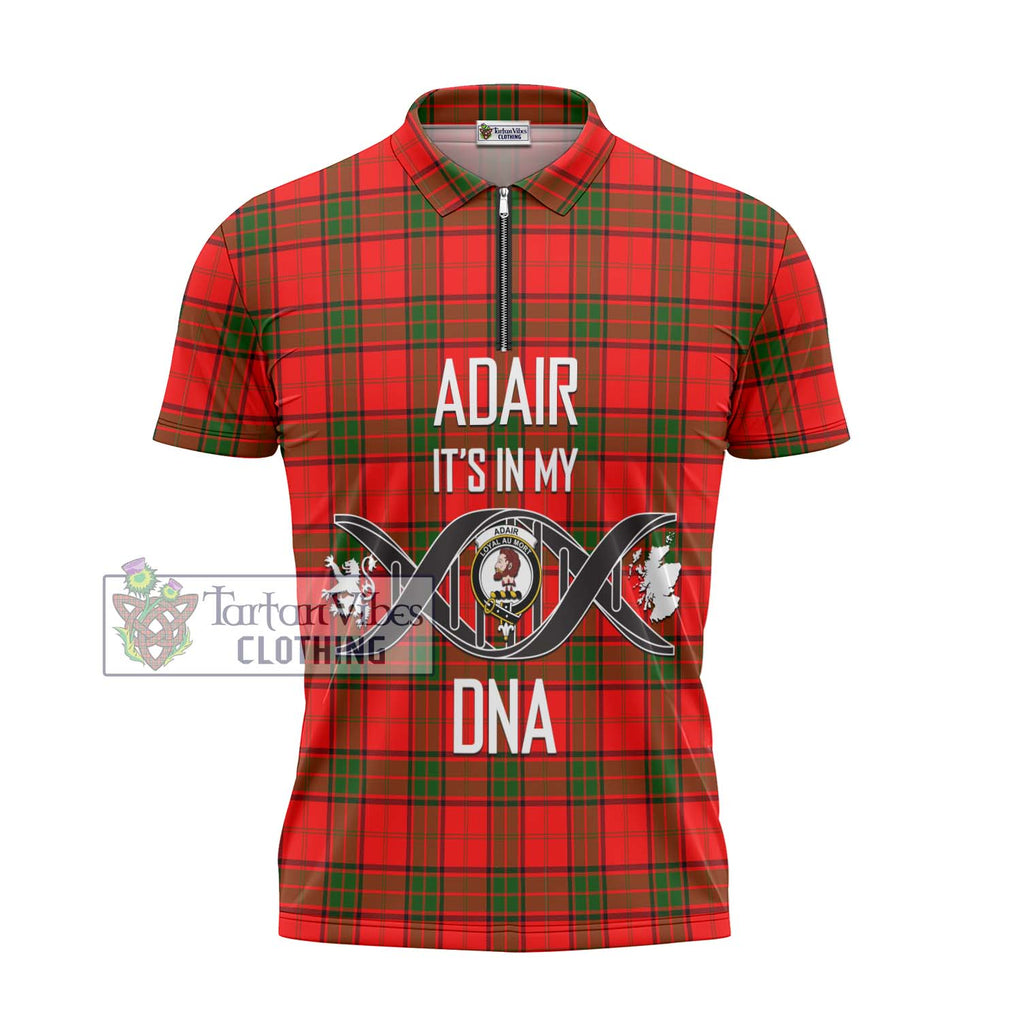 Adair Tartan Zipper Polo Shirt with Family Crest DNA In Me Style - Tartanvibesclothing Shop