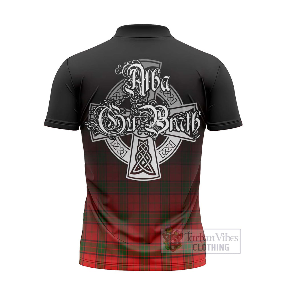 Tartan Vibes Clothing Adair Tartan Zipper Polo Shirt Featuring Alba Gu Brath Family Crest Celtic Inspired