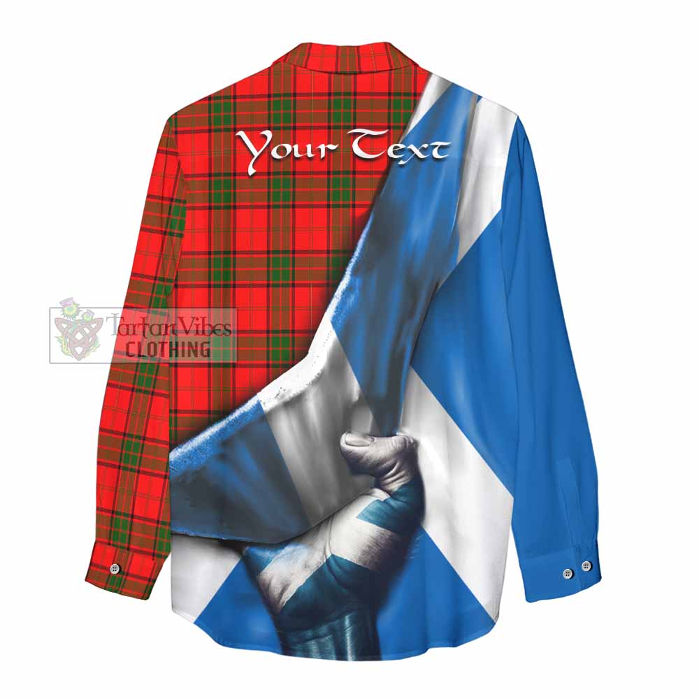 Tartan Vibes Clothing Adair Tartan Women's Casual Shirt with Family Crest Scotland Patriotic Style