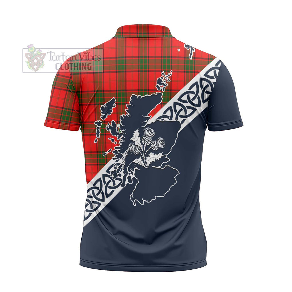 Tartan Vibes Clothing Adair Tartan Zipper Polo Shirt Featuring Thistle and Scotland Map