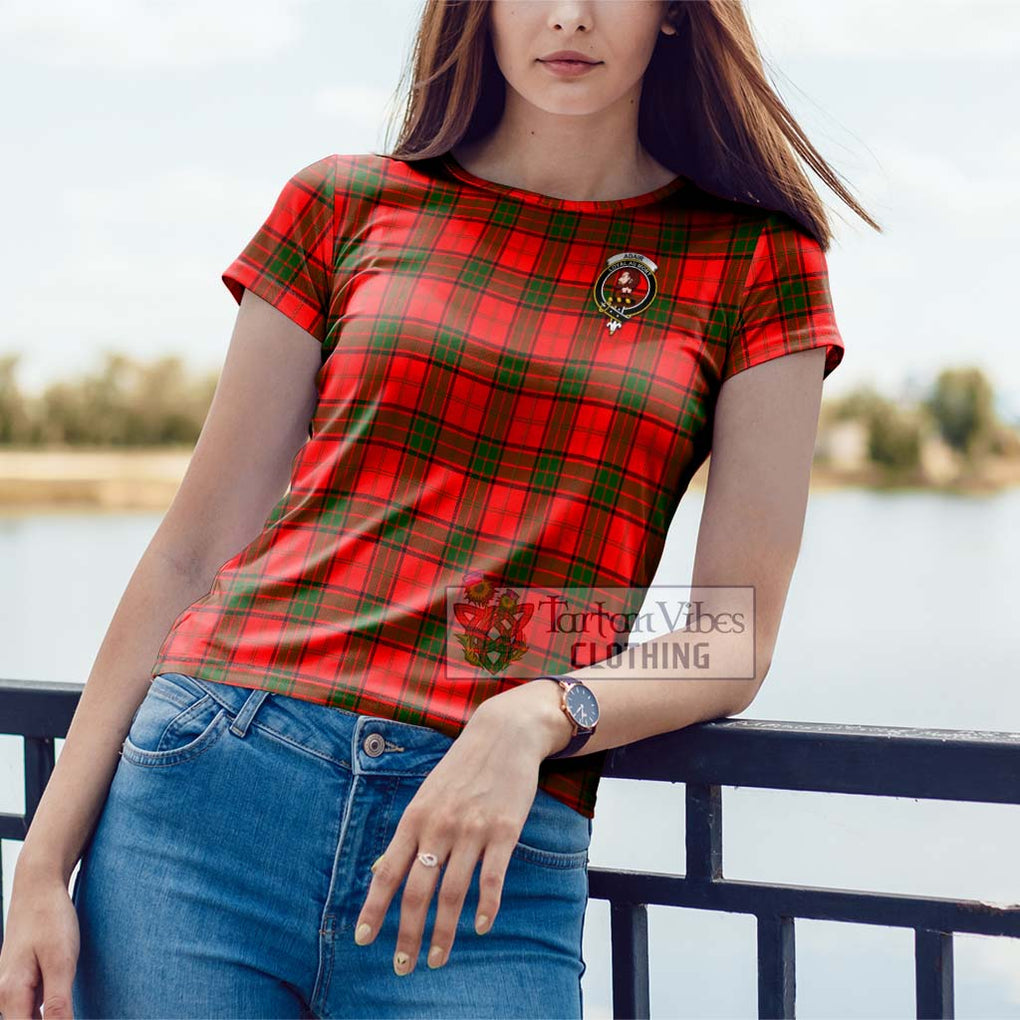 Adair Tartan Cotton T-Shirt with Family Crest Women's Shirt - Tartanvibesclothing Shop