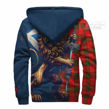 Adair Tartan Family Crest Sherpa Hoodie with Scottish Majestic Lion