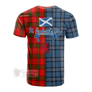 Adair Tartan Cotton T-shirt Happy St. Andrew's Day Half Tartan Style