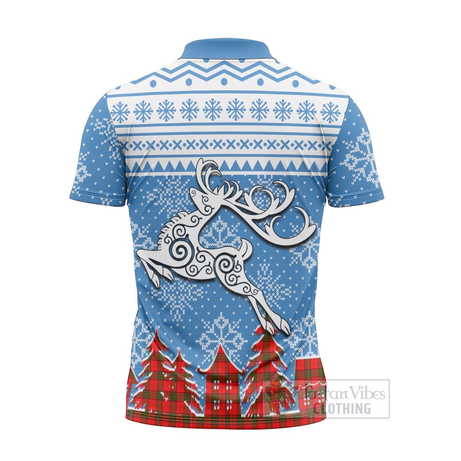 Tartan Vibes Clothing Adair Clan Christmas Zipper Polo Shirt Celtic Reindeer Style