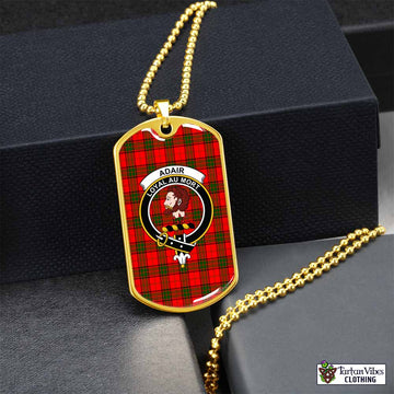 Adair Tartan Dog Tag Necklace with Family Crest