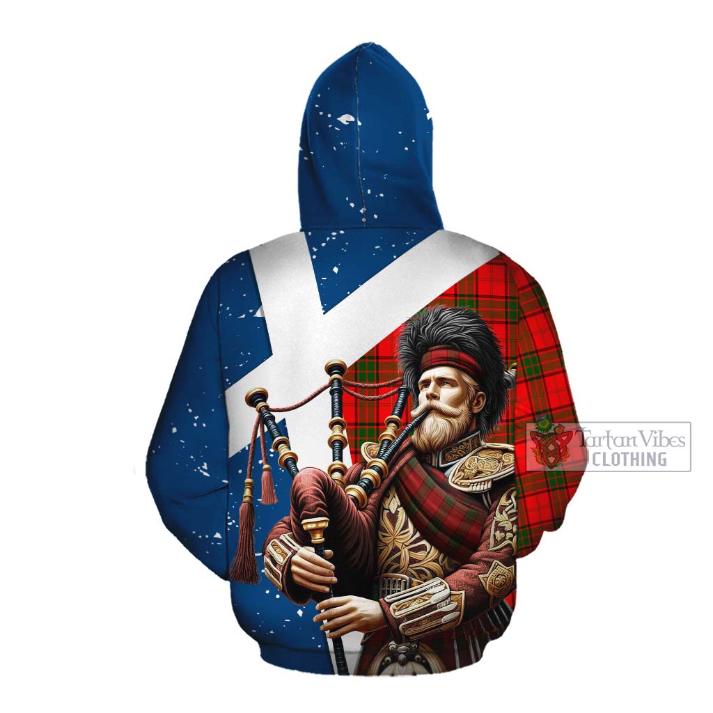 Tartan Vibes Clothing Adair Tartan Cotton Hoodie with Family Crest Scottish Bagpiper Vibes