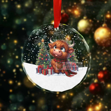 Adair Clan Christmas Glass Ornament with Adorable Highland Coo