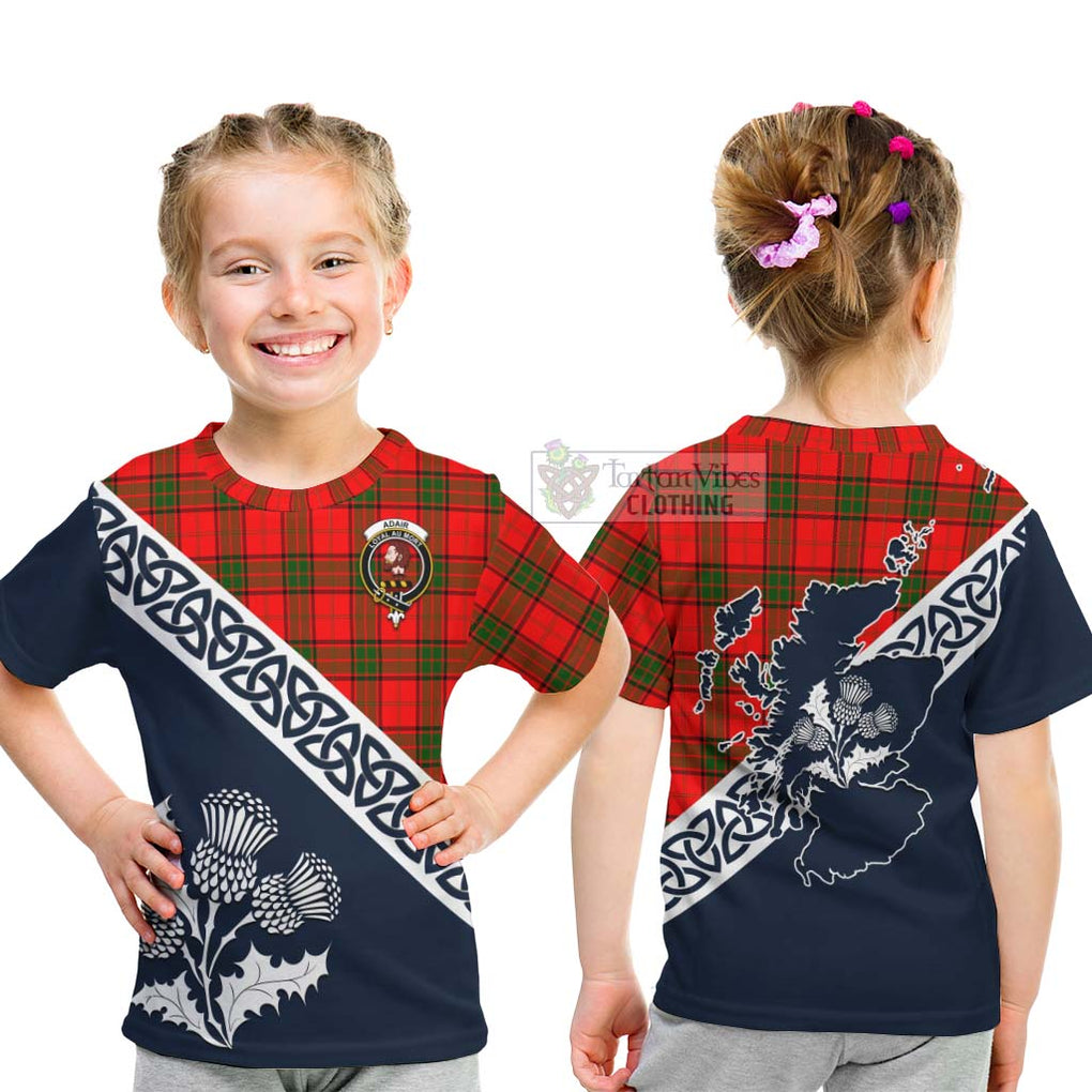 Tartan Vibes Clothing Adair Tartan Kid T-Shirt Featuring Thistle and Scotland Map