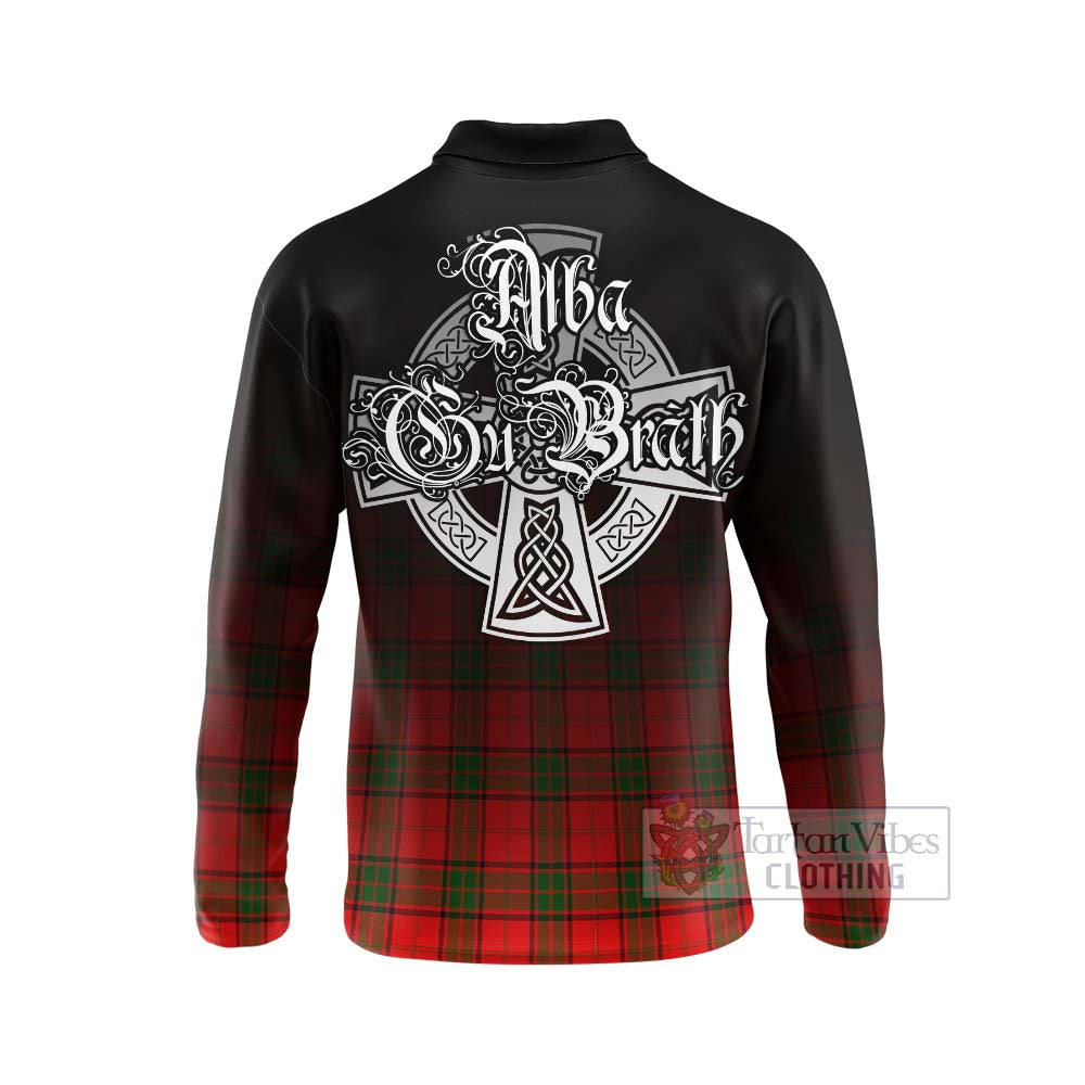 Tartan Vibes Clothing Adair Tartan Long Sleeve Polo Shirt Featuring Alba Gu Brath Family Crest Celtic Inspired