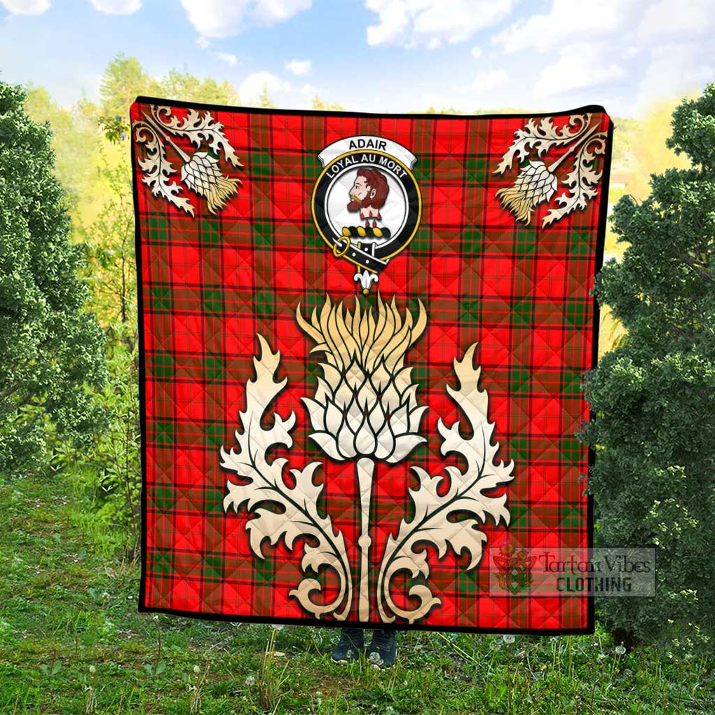 Tartan Vibes Clothing Adair Tartan Quilt with Family Crest and Golden Thistle Style