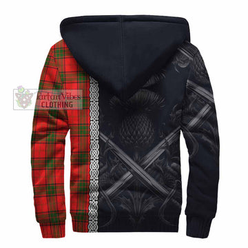 Adair Tartan Sherpa Hoodie with Family Crest Cross Sword Thistle Celtic Vibes