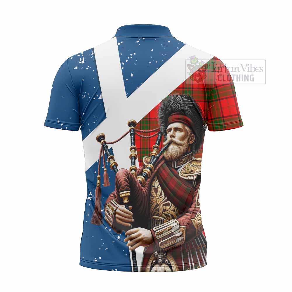 Tartan Vibes Clothing Adair Tartan Zipper Polo Shirt with Family Crest Scottish Bagpiper Vibes