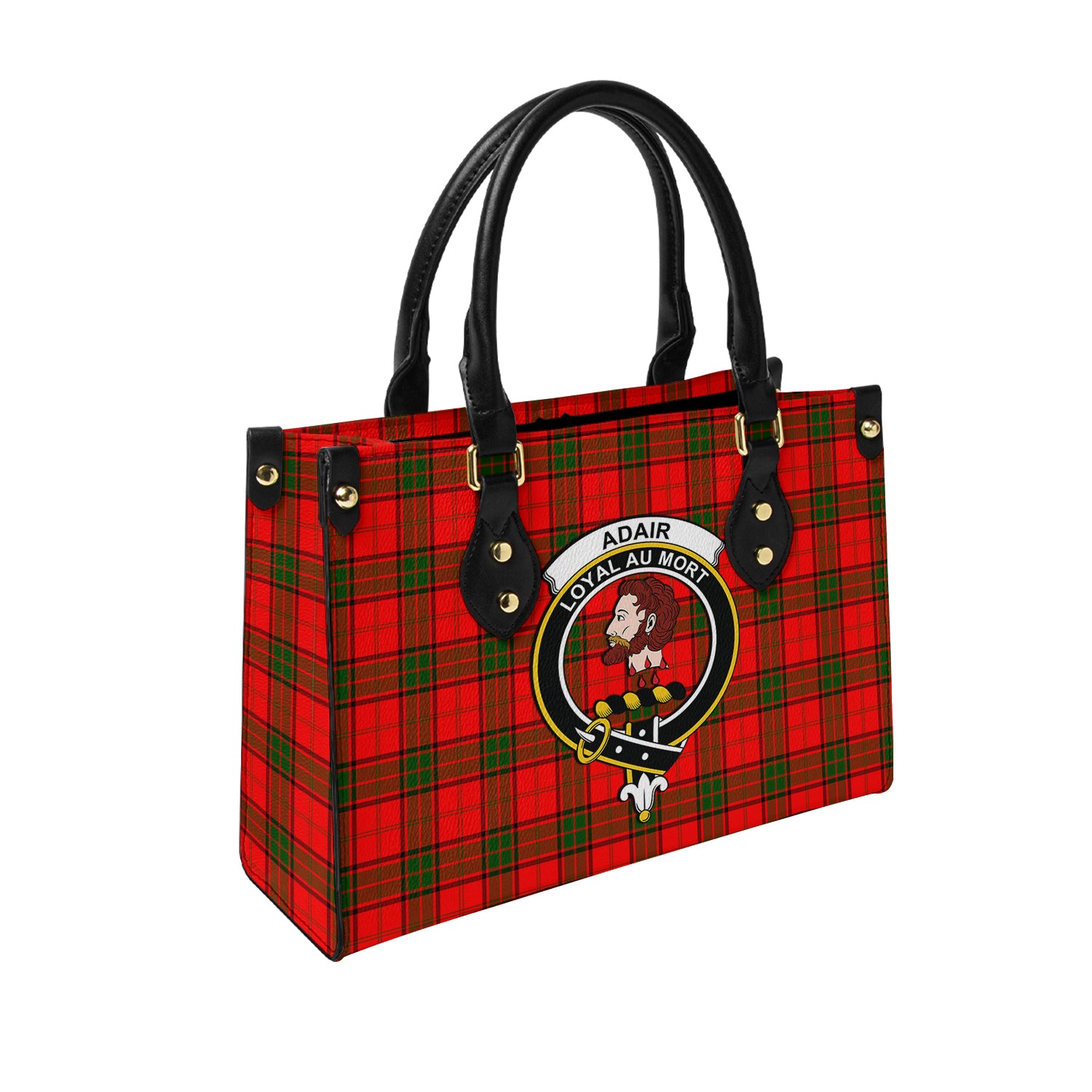 Adair Tartan Leather Bag with Family Crest - Tartanvibesclothing