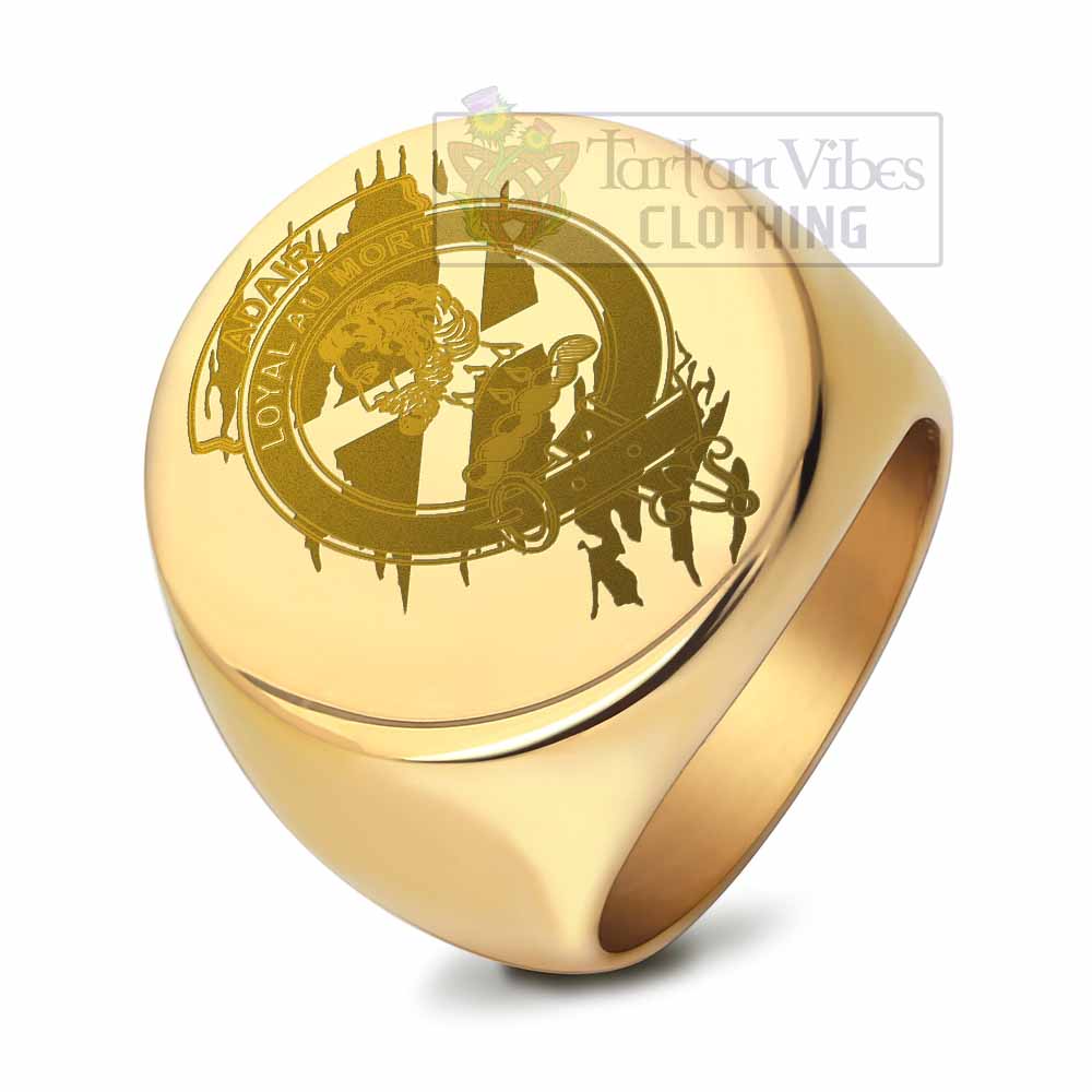 Tartan Vibes Clothing Adair Clan Crest Engraved Ring Scotland In Me Style