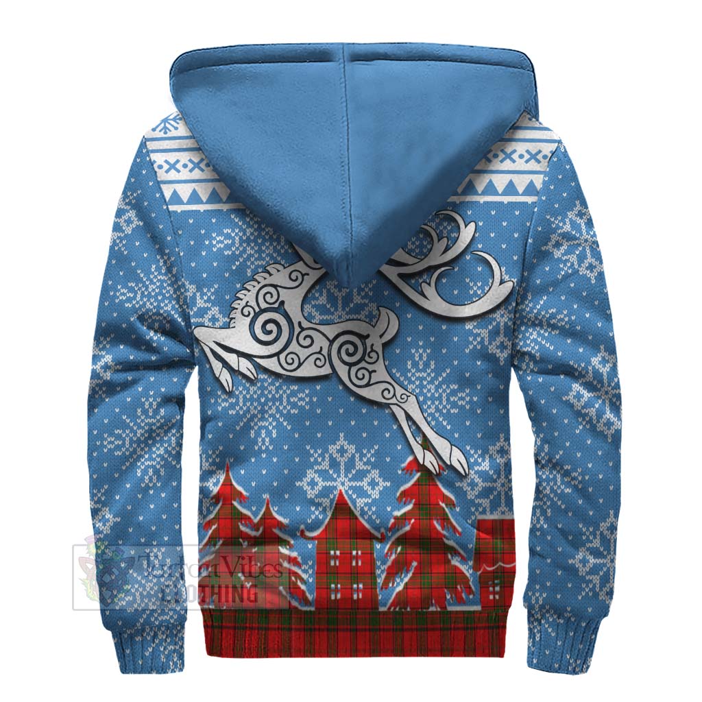 Tartan Vibes Clothing Adair Clan Christmas Sherpa Hoodie Celtic Reindeer Style