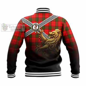 Adair Crest Tartan Baseball Jacket with Golden Lion Emblem Celtic Style - Tartan Vibes Clothing