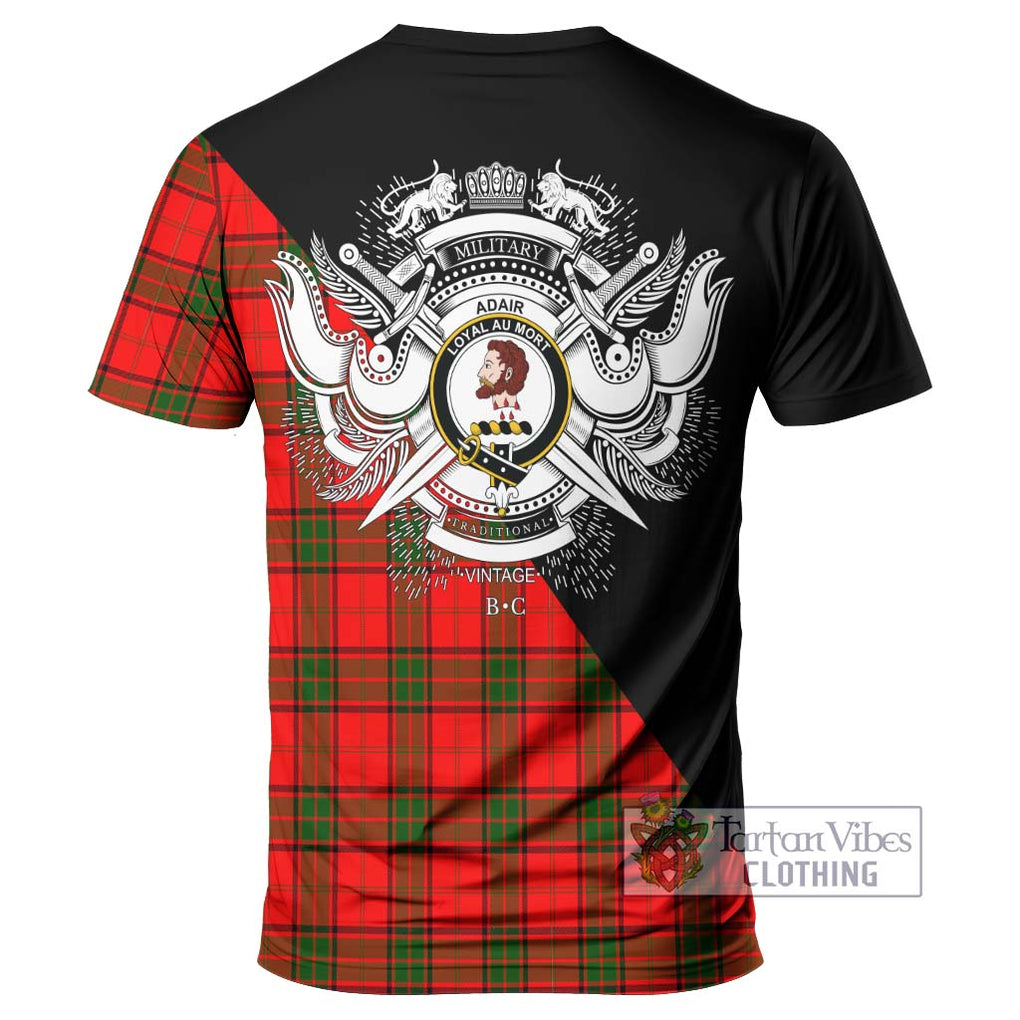 Adair Tartan T-Shirt with Family Crest and Military Logo Style - Tartanvibesclothing Shop