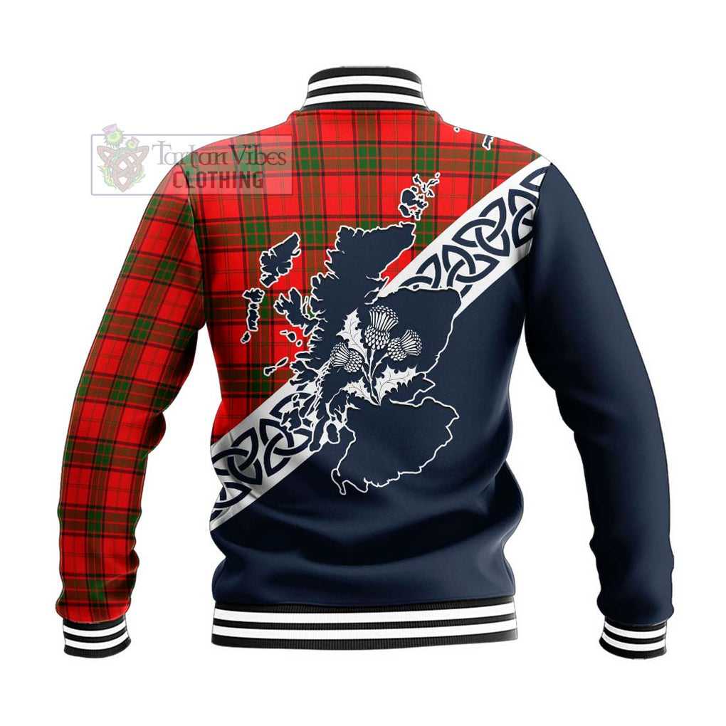 Tartan Vibes Clothing Adair Tartan Baseball Jacket Featuring Thistle and Scotland Map