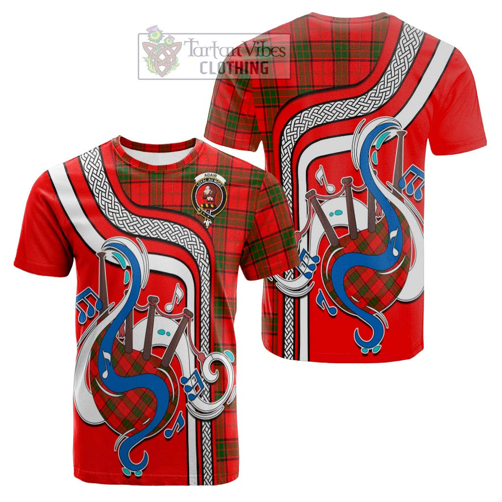 Tartan Vibes Clothing Adair Tartan Cotton T-shirt with Epic Bagpipe Style