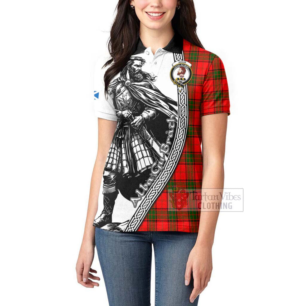 Tartan Vibes Clothing Adair Tartan Clan Crest Women's Polo Shirt with Highlander Warrior Celtic Style