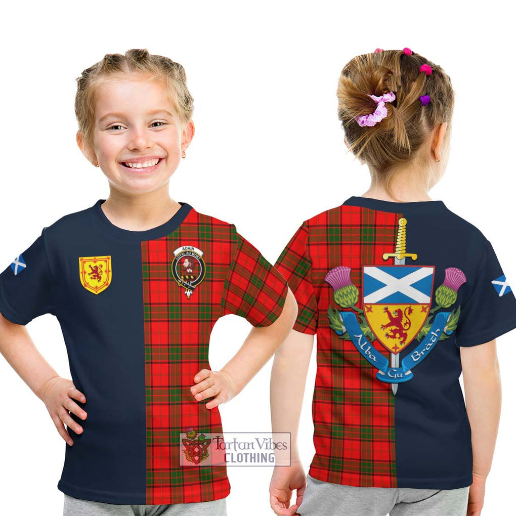 Tartan Vibes Clothing Adair Tartan Kid T-Shirt with Scottish Lion Royal Arm Half Style