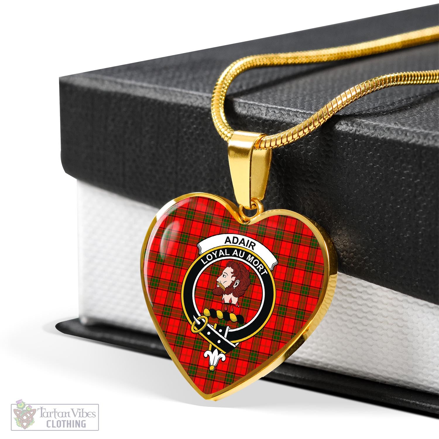 Tartan Vibes Clothing Adair Tartan Heart Necklace with Family Crest