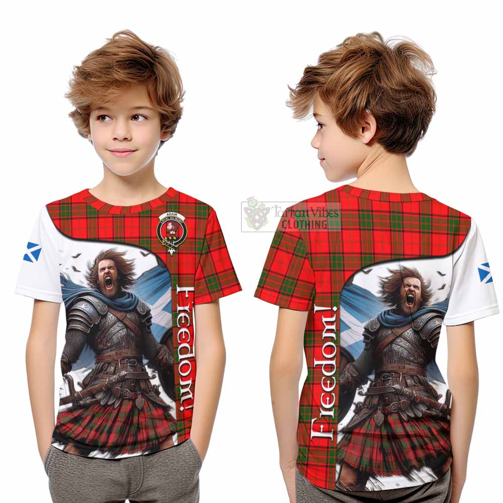 Tartan Vibes Clothing Adair Crest Tartan Kid T-Shirt Inspired by the Freedom of Scottish Warrior