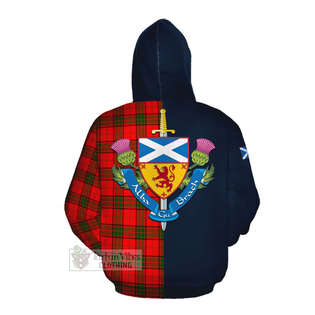 Tartan Vibes Clothing Adair Tartan Cotton Hoodie Alba with Scottish Lion Royal Arm Half Style