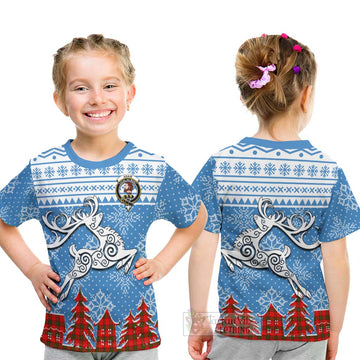 Adair Clan Christmas Kid T-Shirt Celtic Reindeer Style