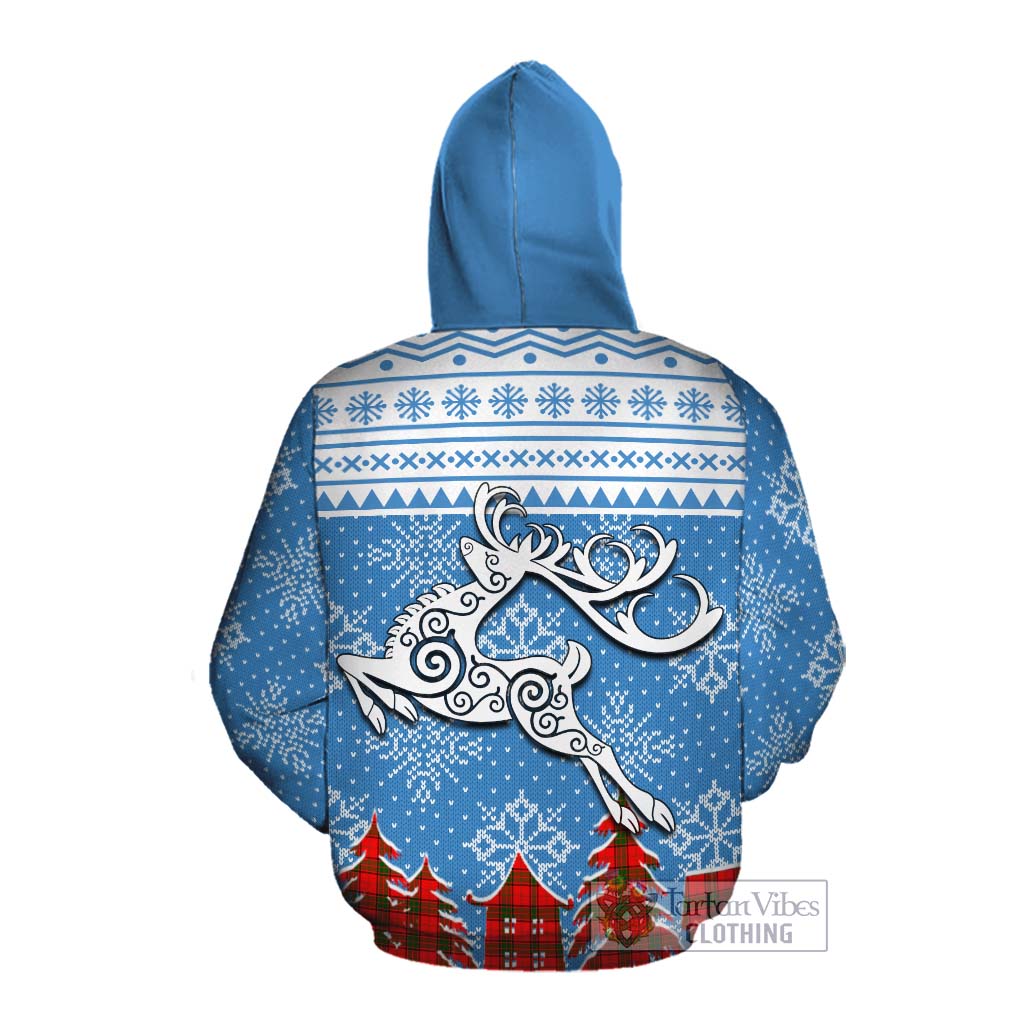 Tartan Vibes Clothing Adair Clan Christmas Cotton Hoodie Celtic Reindeer Style