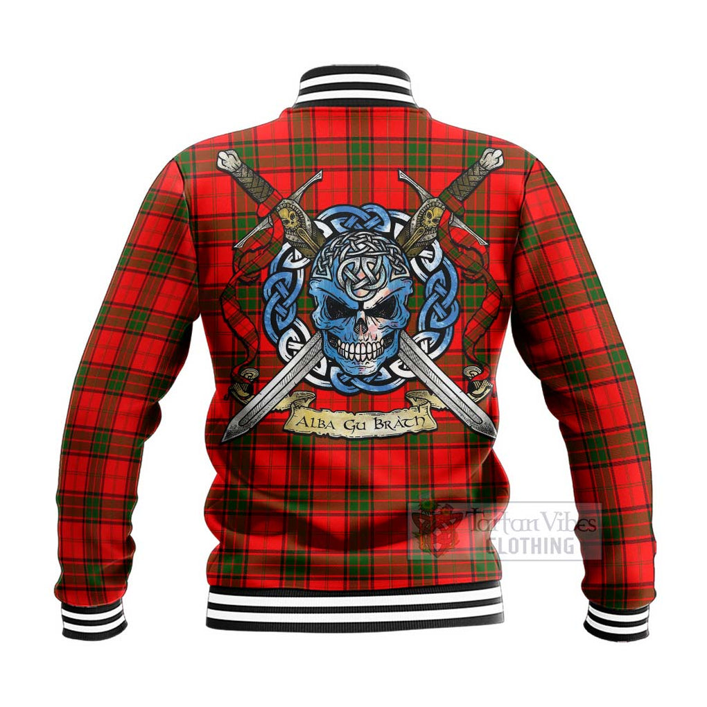 Tartan Vibes Clothing Adair Tartan Baseball Jacket with Family Crest Celtic Skull Style