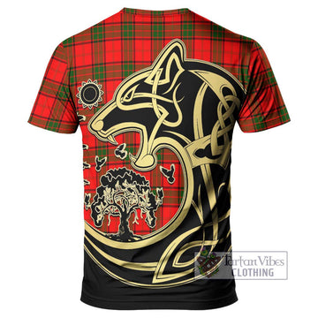 Adair Tartan T-Shirt with Family Crest Celtic Wolf Style